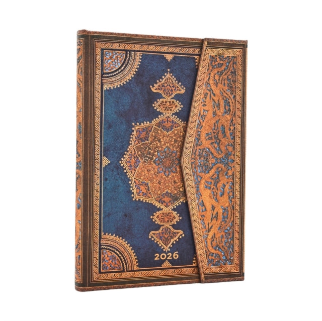 Book cover of: 2026 Safavid Indigo (Safavid Binding Art) Midi 12-month Vertical Hardcover Flexi Dayplanner 2026 (Wrap Closure). By: Paperblanks
