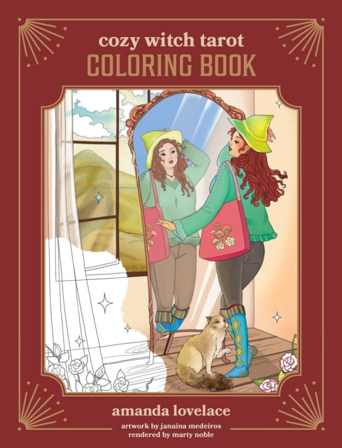 Book cover of: Cozy Witch Tarot Coloring Book. By: Amanda Lovelace