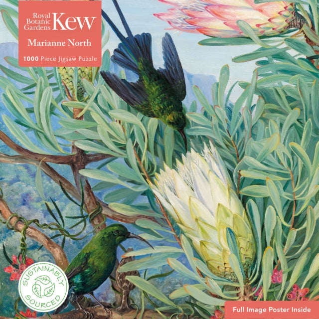 Book cover of: Adult Sustainable Jigsaw Puzzle Kew Gardens' Marianne North: Honeyflowers and Honeysuckers. By: Tree Flame