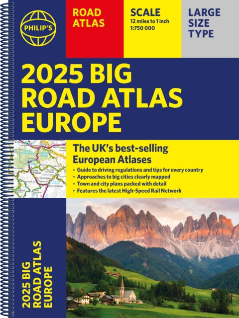 Book cover of: 2025 Philip's Big Road Atlas of Europe. By: Philip's Maps
