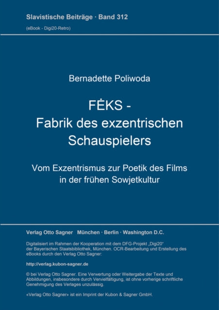 Book cover of: FEKS. Fabrik des exzentrischen Schauspielers. By: Bernadette Poliwoda