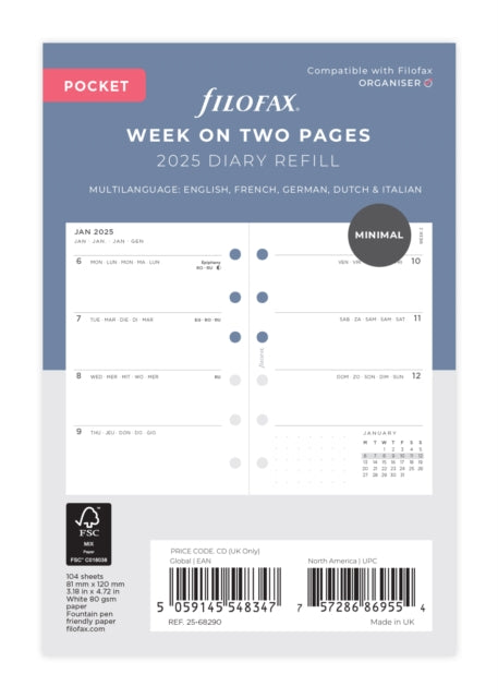 Book cover of: Pocket Minimal week on two pages 2025