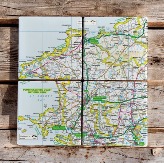 Book cover of: OS Map Ceramic Four Coaster Set - Pembrokeshire Coast National Park