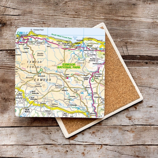 Book cover of: OS Map Ceramic Single Coaster - Exmoor National Park