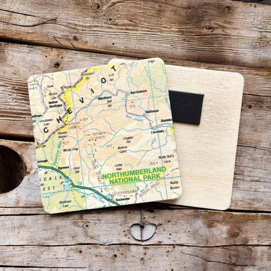 Book cover of: OS Map Wooden Square Magnet - Northumberland National Park