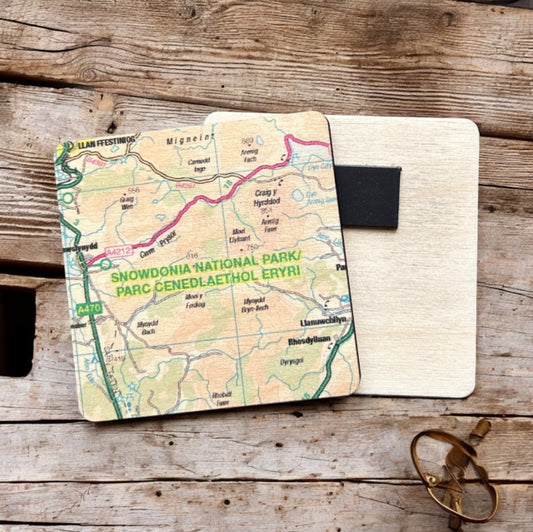 Book cover of: OS Map Wooden Square Magnet - Snowdonia National Park