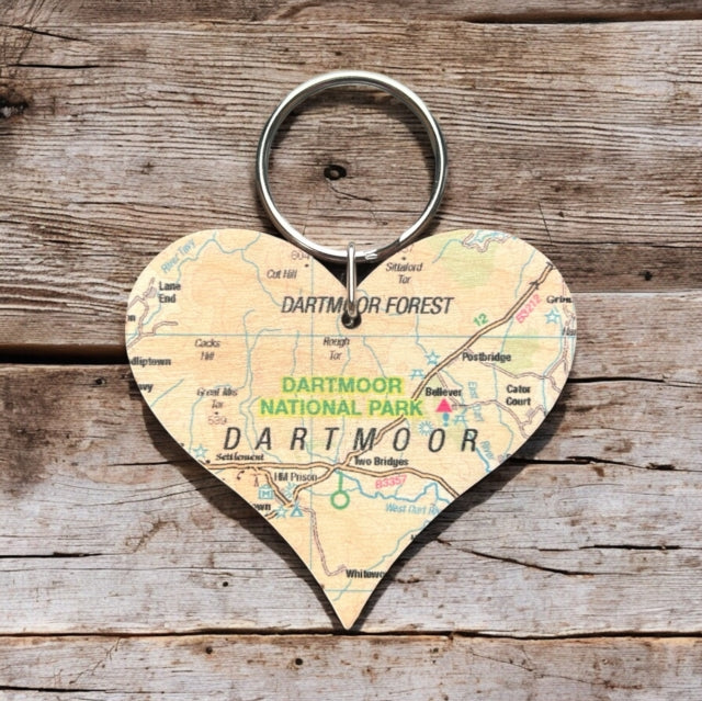 Book cover of: OS Map Wooden Heart Key-ring - Dartmoor National Park