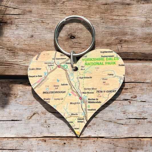 Book cover of: OS Map Wooden Heart Key-ring - Yorkshire Dales National Park