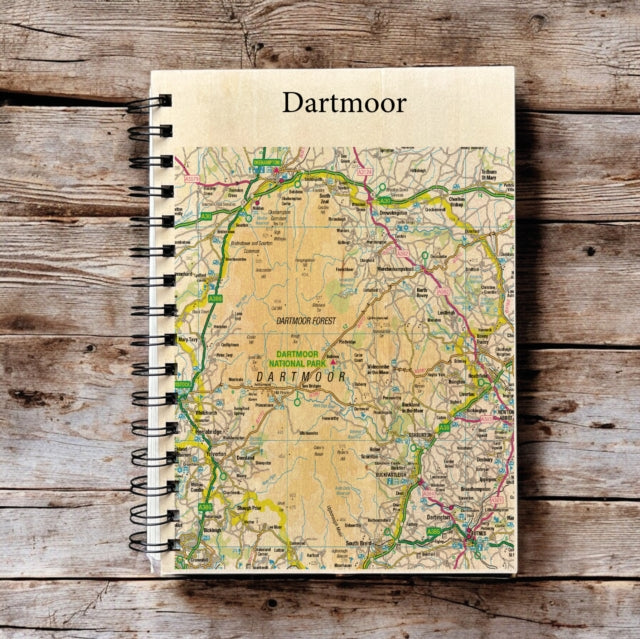 Book cover of: OS Map Wooden Lined Notebook - Dartmoor National Park