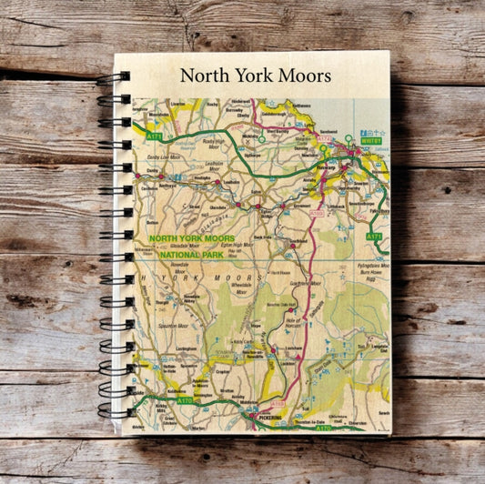 Book cover of: OS Map Wooden Lined Notebook - North York Moors National Park