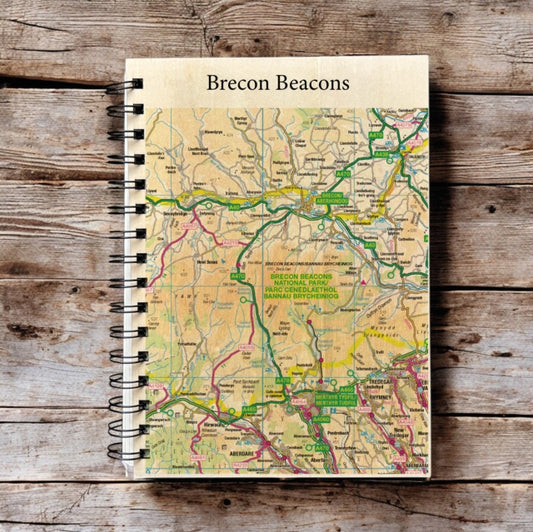 Book cover of: OS Map Wooden Lined Notebook - Brecon Beacons National Park