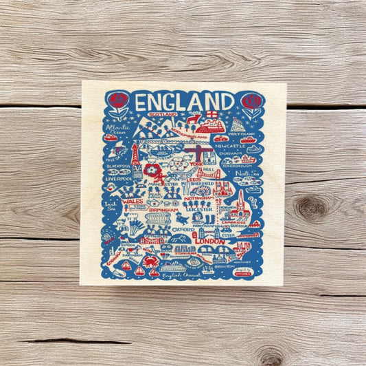 Julia Gash Wooden Coaster - England