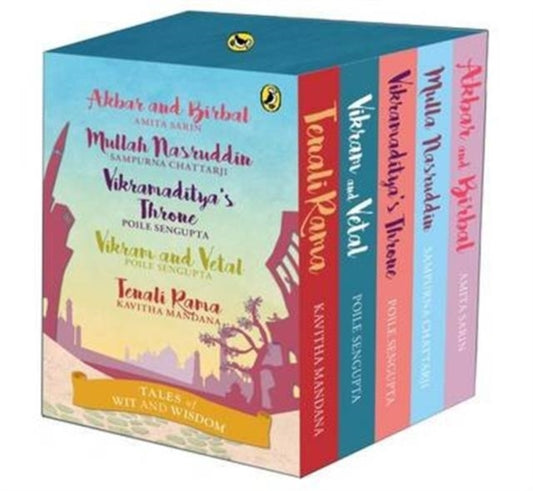 Book cover of: Tales of Wit and Wisdom Box-set (Vikram and Vetal, Akbar and Birbal, Tenali Raman and many more!). By: Varios