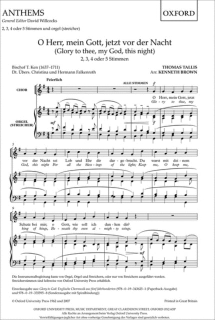 Book cover of: O Herr, mein Gott, jetzt vor der Nacht (Glory to thee, my God, this night). By: Kenneth Brown