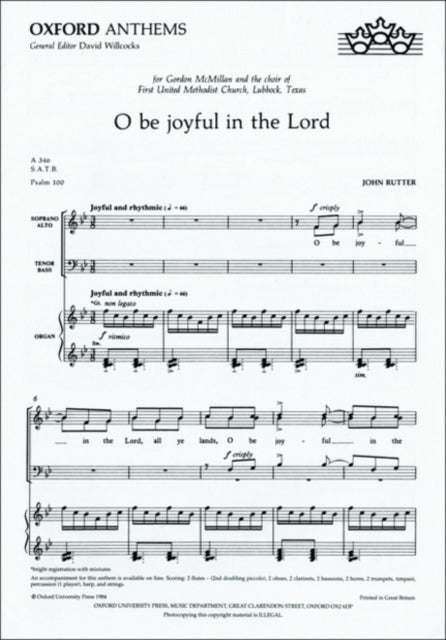 Book cover of: O be joyful in the Lord. By: John Rutter