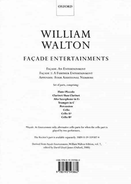 Book cover of: Facade Entertainments. By: William Walton