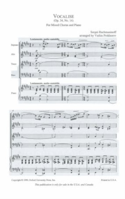 Book cover of: Vocalise. By: Sergei Rachmaninoff
