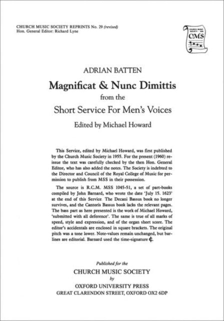 Book cover of: Magnificat and Nunc Dimittis from the Short Service