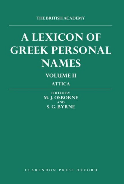 Book cover of: Lexicon of Greek Personal Names: Volume II: Attica