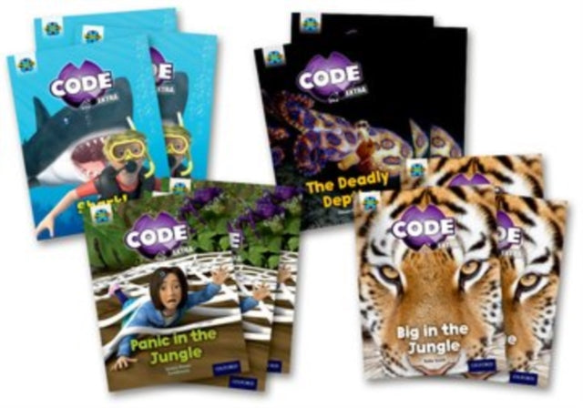 Book cover of: Project X CODE Extra: Green Book Band, Oxford Level 5: Jungle Trail and Shark Dive, Class pack of 12. By: Janice Pimm