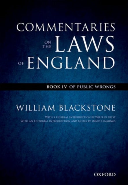Book cover of: Oxford Edition of Blackstone's: Commentaries on the Laws of England. By: William Blackstone