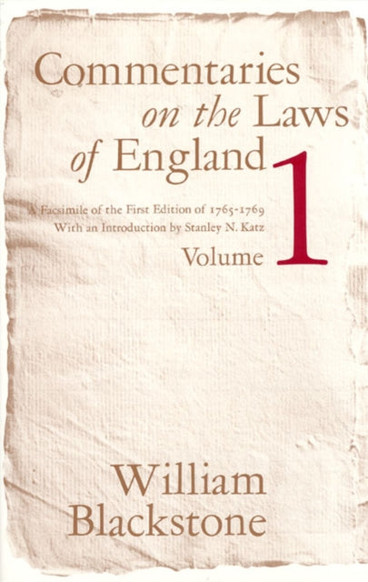 Book cover of: Commentaries on the Laws of England, Volume 1