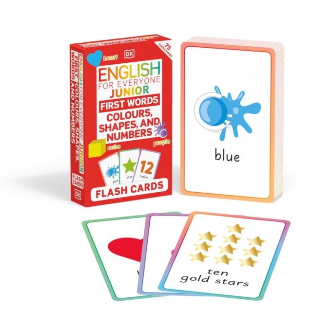 Book cover of: English for Everyone Junior First Words Colours, Shapes, and Numbers Flash Cards