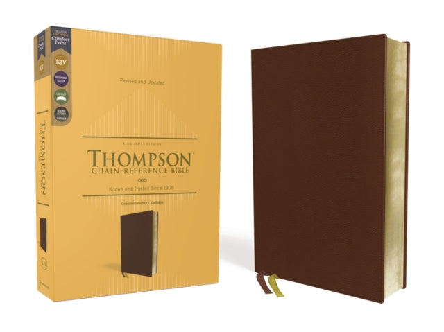 Book cover of: KJV, Thompson Chain-Reference Bible, Genuine Leather, Calfskin, Brown, Red Letter, Comfort Print. By: Frank Charles Thompson