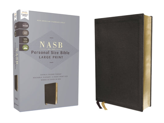 Book cover of: NASB, Personal Size Bible, Large Print, Genuine Leather, Calfskin, Black, Red Letter, 1995 Text, Comfort Print