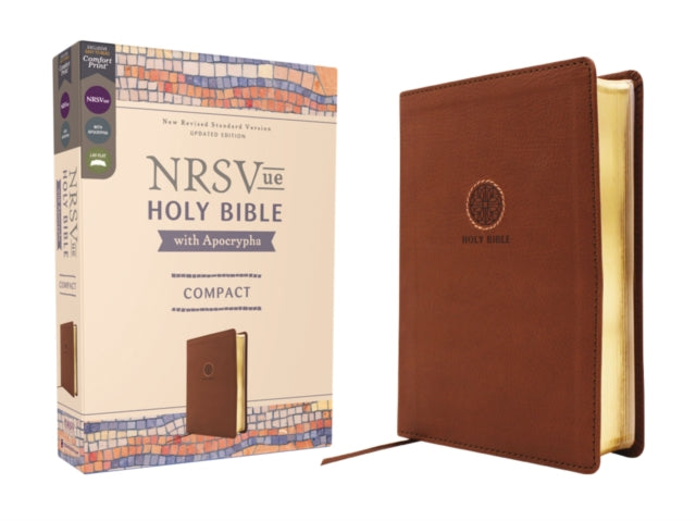Book cover of: NRSVue, Holy Bible with Apocrypha, Compact, Leathersoft, Brown, Comfort Print. By: Zondervan