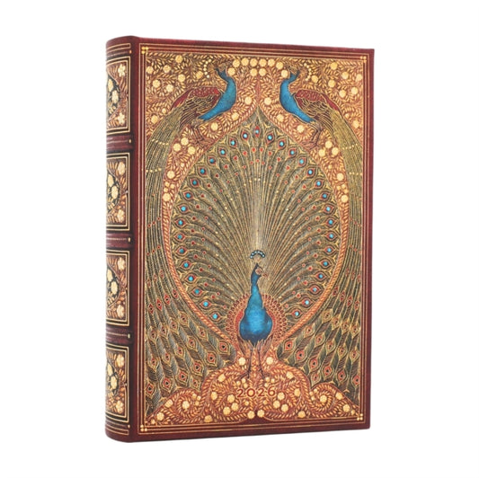 Book cover of: 2026 Hafiz's Peacocks (Sangorski & Sutcliffe) Mini 12-month Day-at-a-Time Hardcover Flexi Dayplanner 2026 (Elastic Band Closure). By: Paperblanks