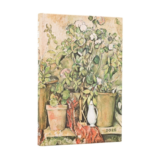 Book cover of: 2026 Cezanne's Terracotta Pots and Flowers Mini 12-month Verso Hardcover Flexi Dayplanner 2026 (Elastic Band Closure). By: Paperblanks