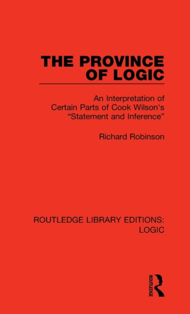 Book cover of: Province of Logic. By: Richard Robinson