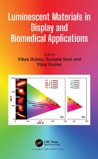 Book cover of: Luminescent Materials in Display and Biomedical Applications. By: Vikas Dubey