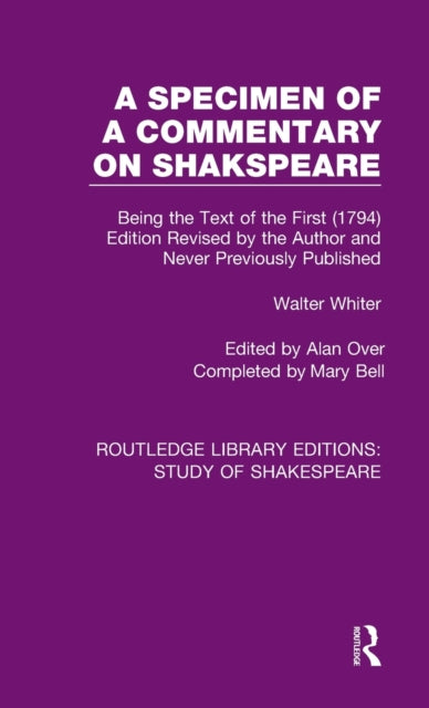 Book cover of: Specimen of a Commentary on Shakspeare. By: Walter Whiter