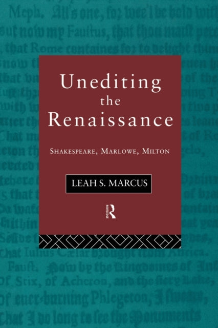Book cover of: Unediting the Renaissance