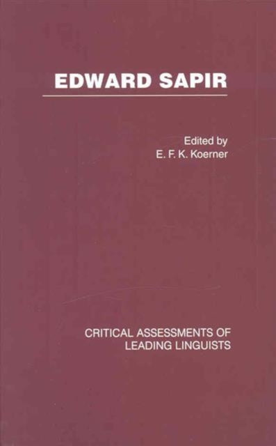 Book cover of: Edward Sapir. By: Koerner