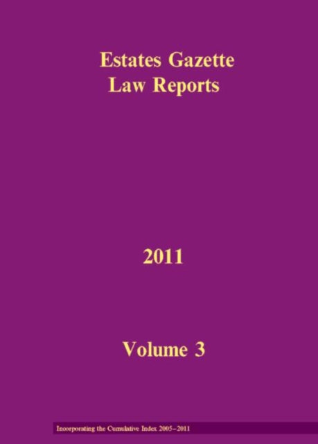 Book cover of: EGLR 2011 Volume 3 and Cumulative Index. By: Hazel Marshall