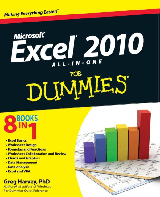Book cover of: Excel 2010 All-in-One For Dummies. By: Greg Harvey
