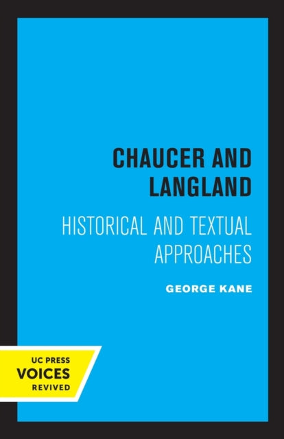 Book cover of: Chaucer and Langland. By: George Kane