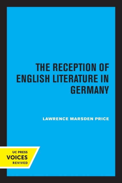 Book cover of: Reception of English Literature in Germany. By: Lawrence Marsden Price