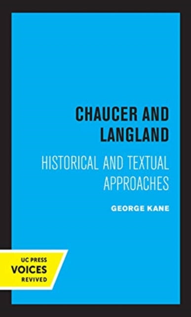 Book cover of: Chaucer and Langland. By: George Kane