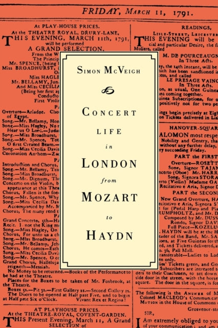 Book cover of: Concert Life in London from Mozart to Haydn. By: Simon McVeigh