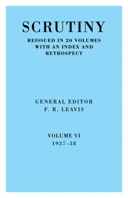 Book cover of: Scrutiny vol. 6 1937-38. By: F. R. Leavis