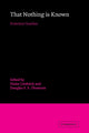 Book cover of: That Nothing is Known. By: Francisco Sánchez