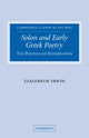 Book cover of: Solon and Early Greek Poetry. By: Elizabeth Irwin