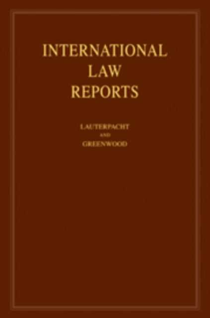 Book cover of: International Law Reports: Volume 138. By: Elihu Lauterpacht