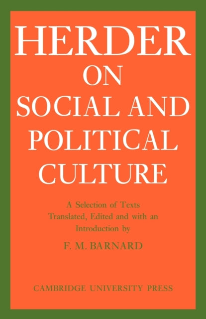 Book cover of: J. G. Herder on Social and Political Culture. By: J. G. Herder
