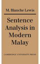 Book cover of: Sentence Analysis in Modern Malay. By: M. Blanche Lewis