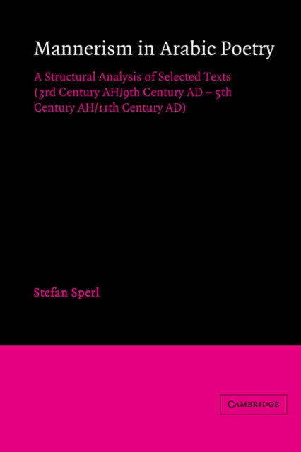 Book cover of: Mannerism in Arabic Poetry. By: Stefan Sperl